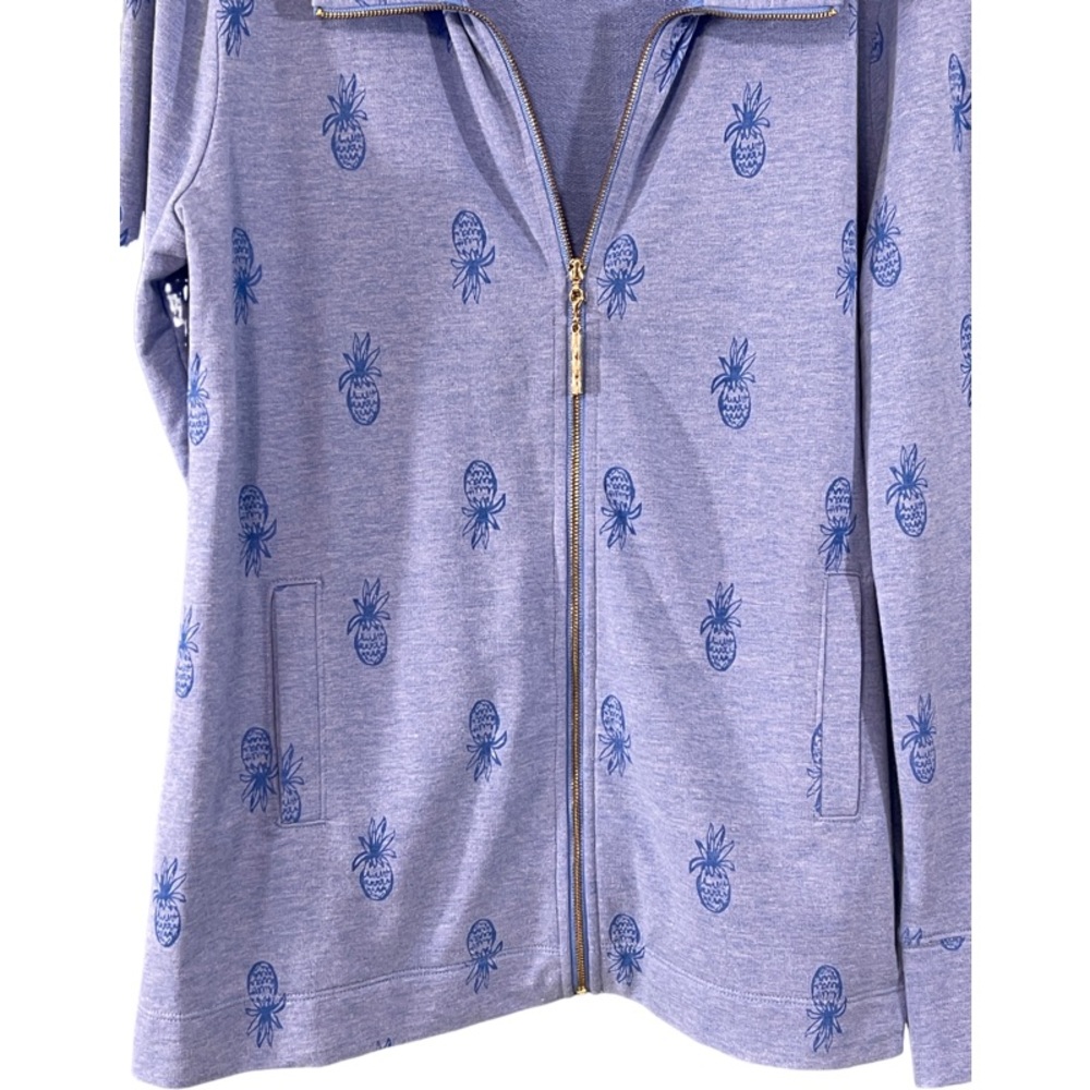Lilly Pulitzer Bennett Pineapple Zip Up Sweatshirt Blue Size M - Picture 4 of 8